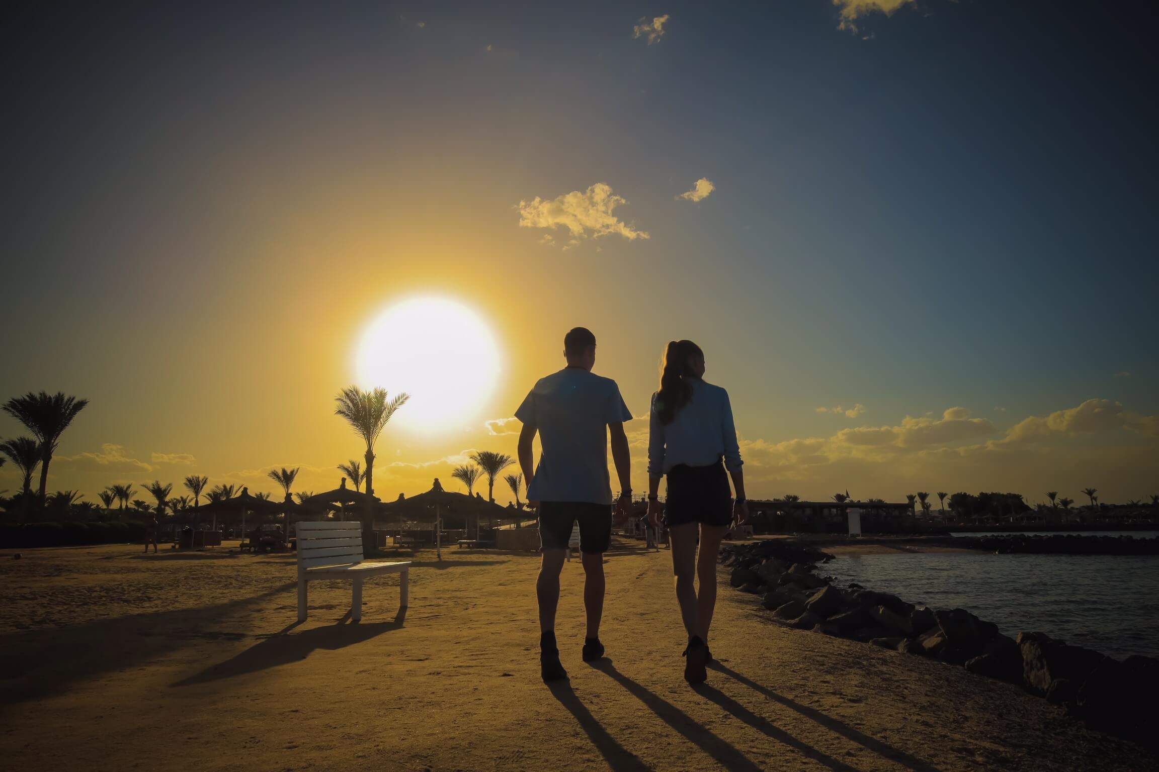 Romantic Walk by the Red Sea – Hurghada - A couple walking hand in hand.